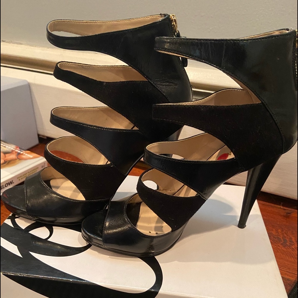 Nine West Black Peep Toe Open Heels